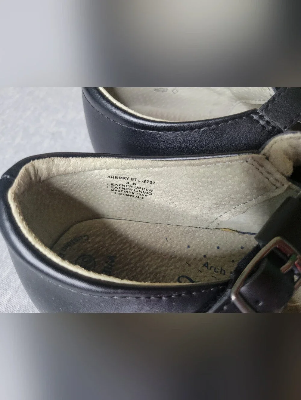 FootMates Black Girl Mary Jane Dress Shoes Buckle 3.5 Wide Sherry Leather Dance